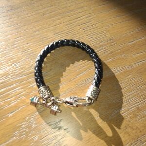 Black Braided Bracelet with Silver Accents
